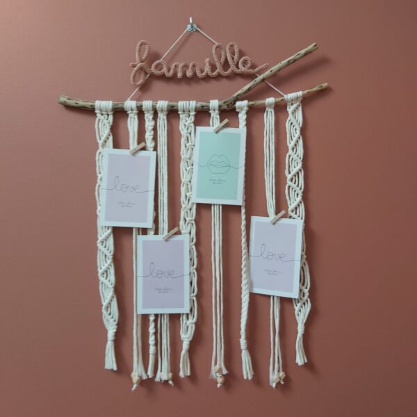 Support photo macramé famille