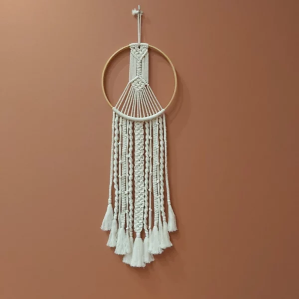Attrape-rêves écrus en macramé