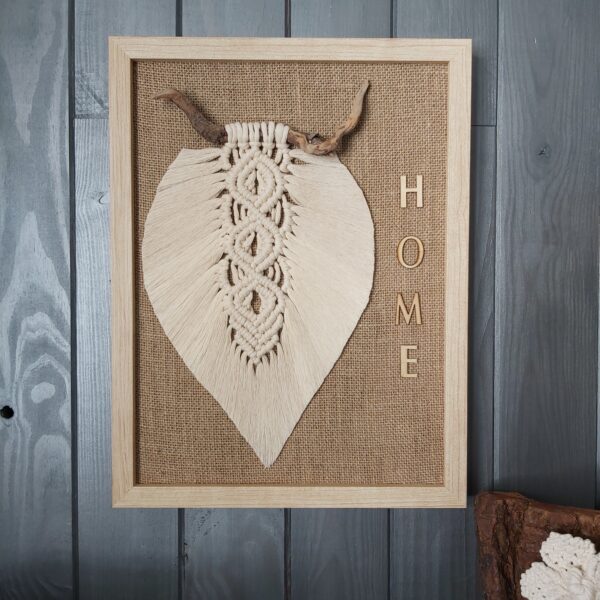 cadre home et feuille macramé