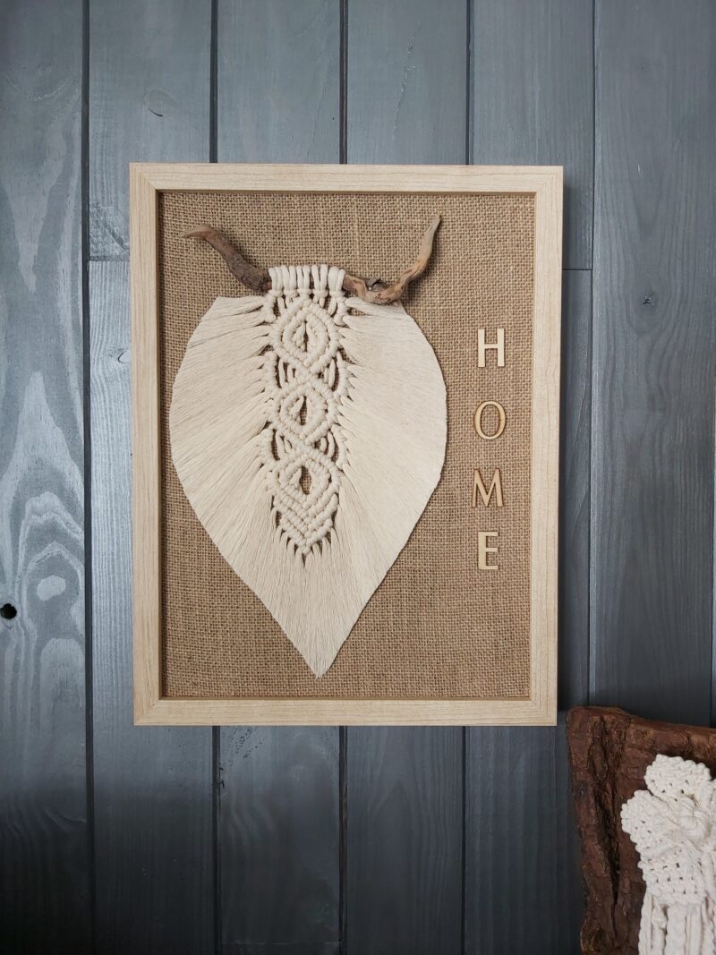 cadre home et feuille macramé