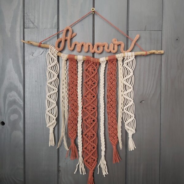 Suspension macramé Amour