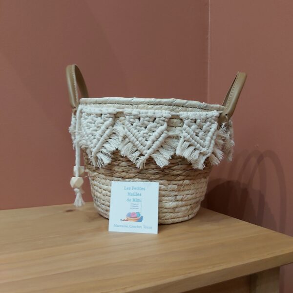 panier osier et macramé
