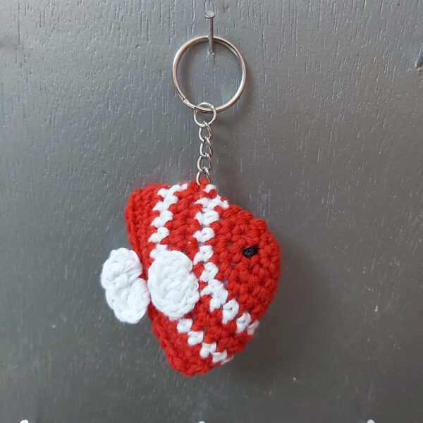 porte-clefs poisson rouge blanc