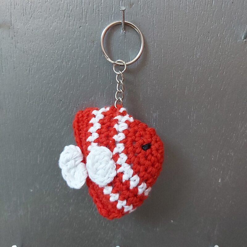 porte-clefs poisson rouge blanc