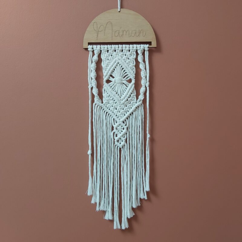 Suspension macramé Maman écru