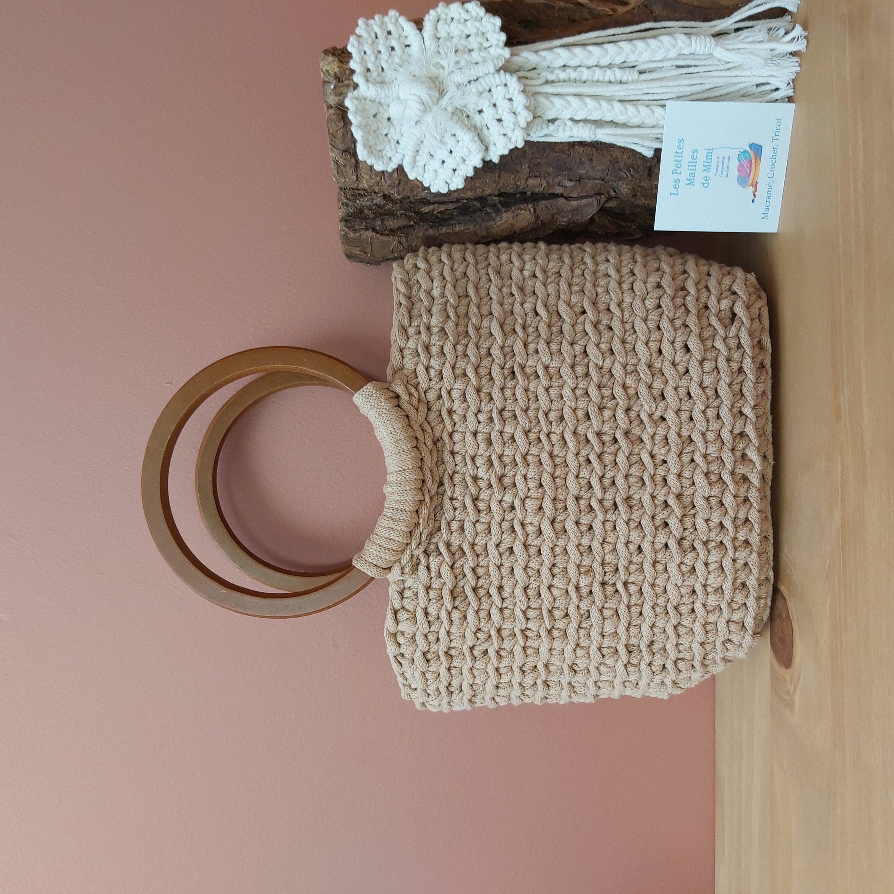 Sac d'été au crochet, coloris camel