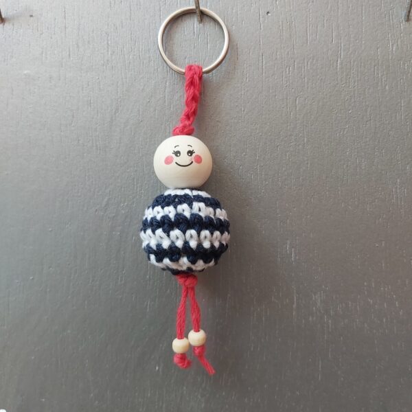 Porte-clefs puce marinière bleu blanc rouge