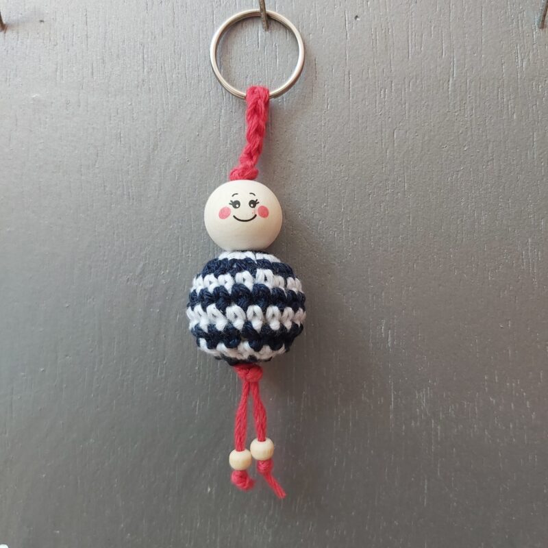 Porte-clefs puce marinière bleu blanc rouge
