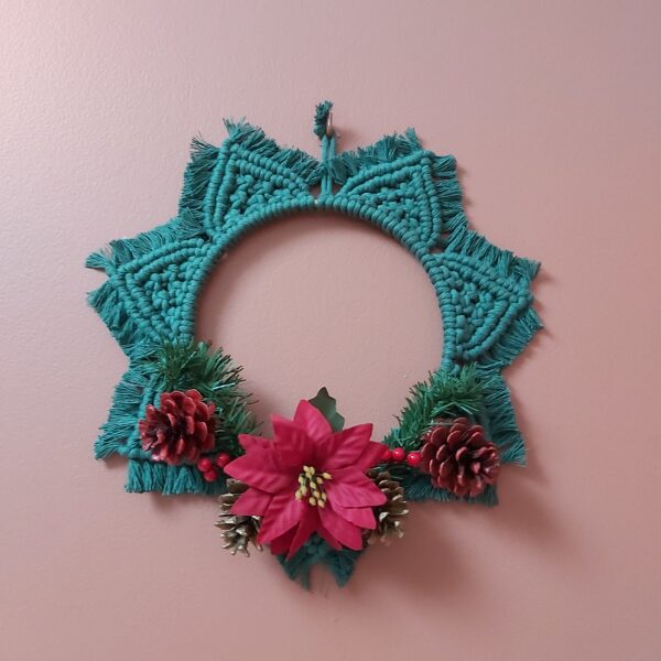 couronne vert macramé poinsettia