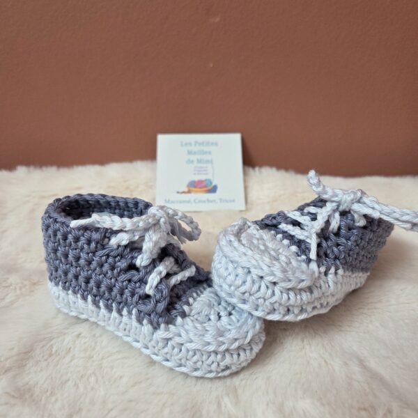 baskets bébé coton bleu