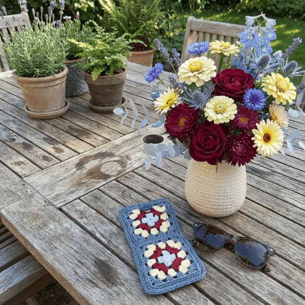 étui à lunettes bleu jaune bordeaux