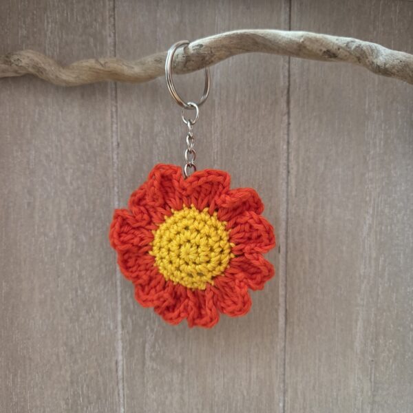 Porte-clefs fleur orange
